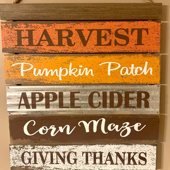 Hanging Fall Harvest Wood Sign - Picture 2 of 4